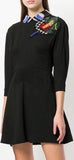Embellished Applique Mini Dress, Black