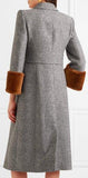 Grey Shearling-Trim Wool-Blend Coat