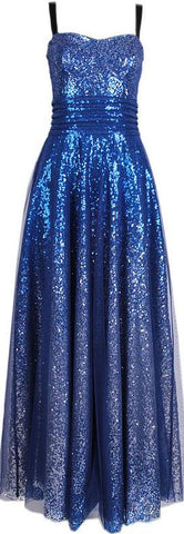 Blue Embellished Sleeveless Gown