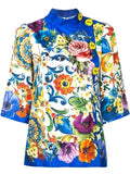 Majolica Print Top and Wide-Leg Cropped Pant Set