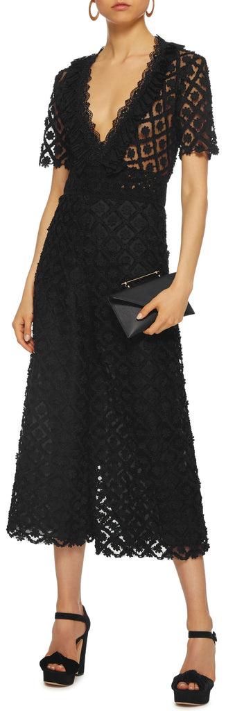 V-Neck Lace Cropped Jumpsuit