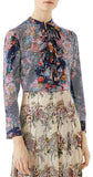Josephine Embellished Floral Print Silk Chiffon Shirt