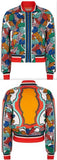Red Bermuda Printed Silk Bomber Jacket