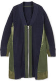 Oversized Paneled Waffle-Knit Cardigan