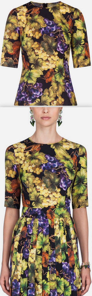 Grape Print Silk Top