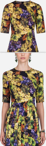 Grape Print Silk Top