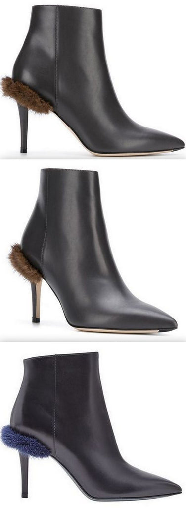 Furryous Ankle Boots - Brown Fur or Purple Fur