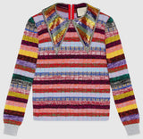 Striped Knitted Wool with Sequin Collar