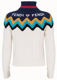 Multicolour Roll-Neck Wool and Cashmere Blend Sweater, White