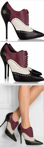 Color-Block Textured-Leather Ankle Boots - DESIGNER INSPIRED FASHIONS