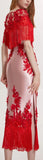 Floral Appliques Embroidered Fringed Evening Dress *Limited Stock*