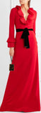 Red Ruffle-Trim Gown