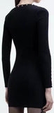 Ribbed Knit Embellished Sweater Mini Dress