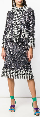 Embellished Tweed Jacket and Skirt Set