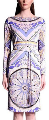 Purple Pavimento Print Patterned Shift Dress - DESIGNER INSPIRED FASHIONS