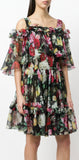 Rose Print Off-the-Shoulder Dress