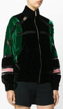 Lace Paneled Velvet Bomber Jacket