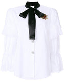 Lace Trim Blouse with Bow