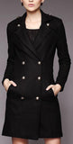 Double Breasted Wool Pea Coat in Black or Blue - DESIGNER INSPIRED FASHIONS
