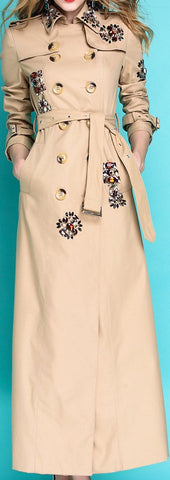 Embellished Long Trench Coat