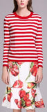Striped Knit Sweater & Tulip Printed Skirt - DESIGNER INSPIRED FASHIONS
