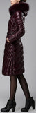 Paneled Puffer Coat with Removable Fur, Burgundy