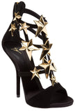 Star Embellished Black Sandals - DESIGNER INSPIRED FASHIONS
