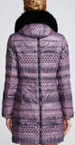 Printed Paneled Puffer Coat, Purple