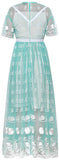 Round-Neck Embroidered-Tulle Dress