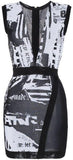 Sleeveless News Intarsia Mini Dress