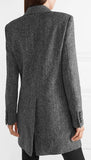 Double-Breasted Herringbone Wool Coat
