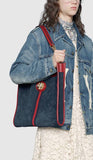 Large Tote with Tiger Head - Blue or Brown