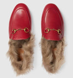 'Jordaan' Fur Loafer, Red