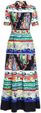Multicolored Abstract-Printed Maxi Shirt-Dress