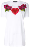Floral Heart Appliqué T-shirt