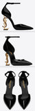 Opyum D'Orsay Pumps In Patent Leather with Bronza Snake Heel
