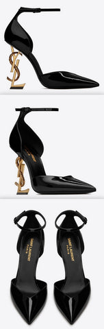 Opyum D'Orsay Pumps In Patent Leather with Bronza Snake Heel