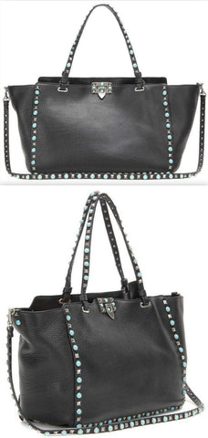 Rolling Rockstud Leather Tote