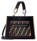 Runaway Small Python and Embroidered Raffia-Trimmed Leather Tote