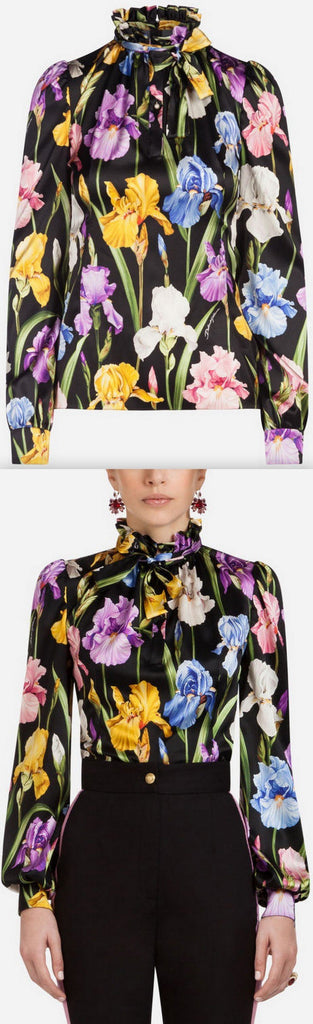 Printed Silk Satin Blouse
