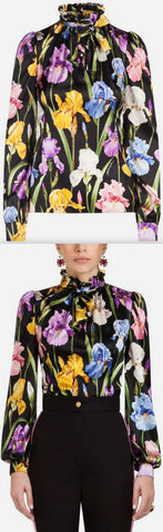 Printed Silk Satin Blouse