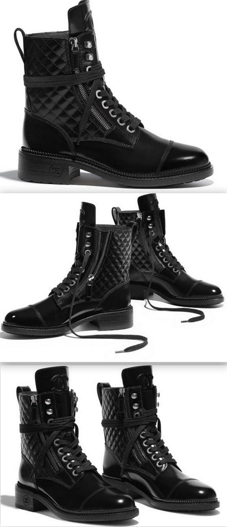 Black Leather Lace-up Boots