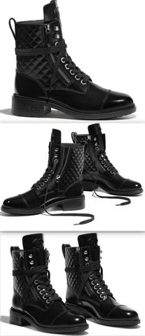 Black Leather Lace-up Boots