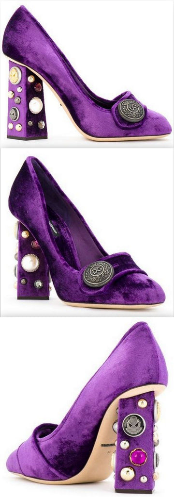 Jackie Velvet Pumps, Purple