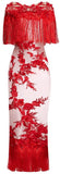Floral Appliques Embroidered Fringed Evening Dress *Limited Stock*