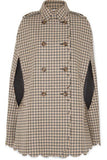 Scalloped Checked Wool-Blend Cape