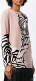 Tiger Intarsia Sweater, Pale Pink