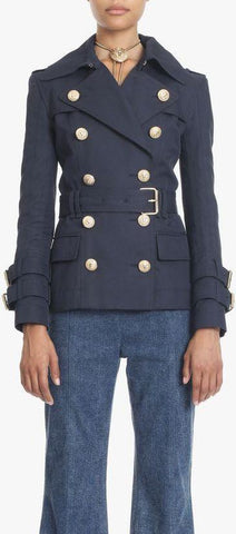Short Double-Breasted Trench Jacket