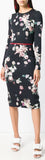 Cherub Printed Long-Sleeved Midi Dress