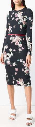 Cherub Printed Long-Sleeved Midi Dress